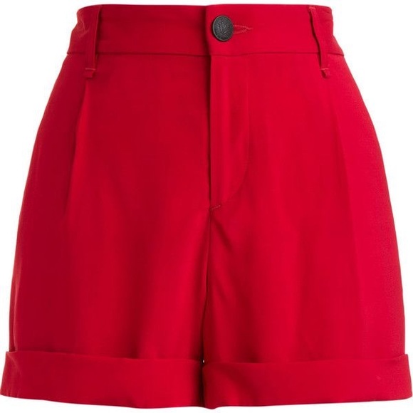 rag & bone Pants - R A G & B O N E : Red Silk “Bart” Cuffed Shorts